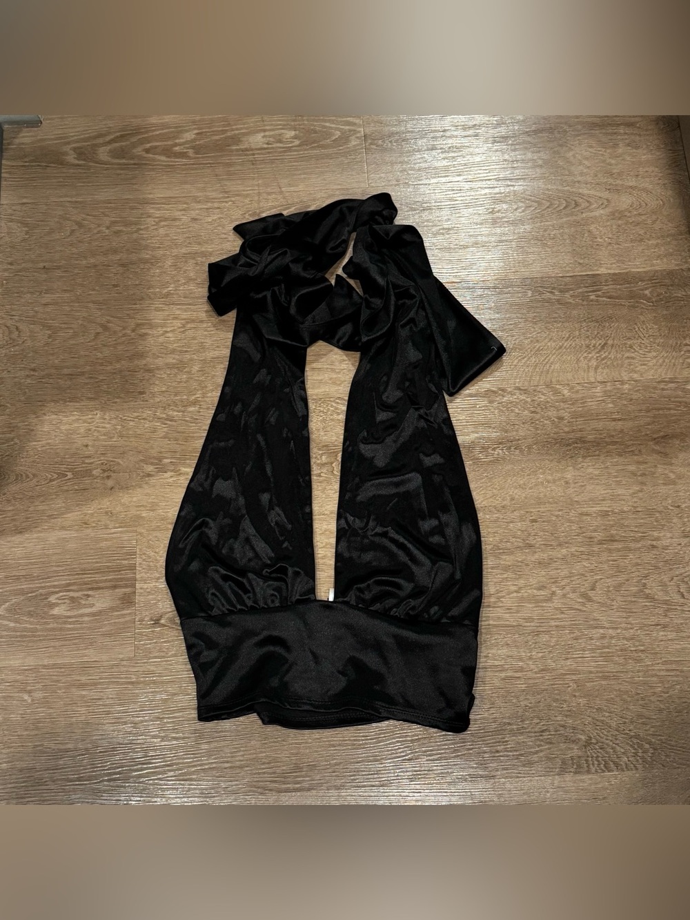 Windsor Black Satin Halter Scarf Top